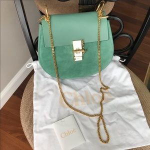 Chloe small drew bag suede and calfskin green